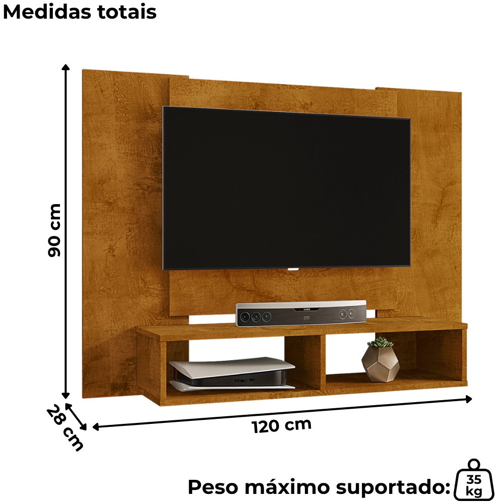 Painel Suspenso Tv 48 Pol 120 cm Navi Naturalle BECHARA