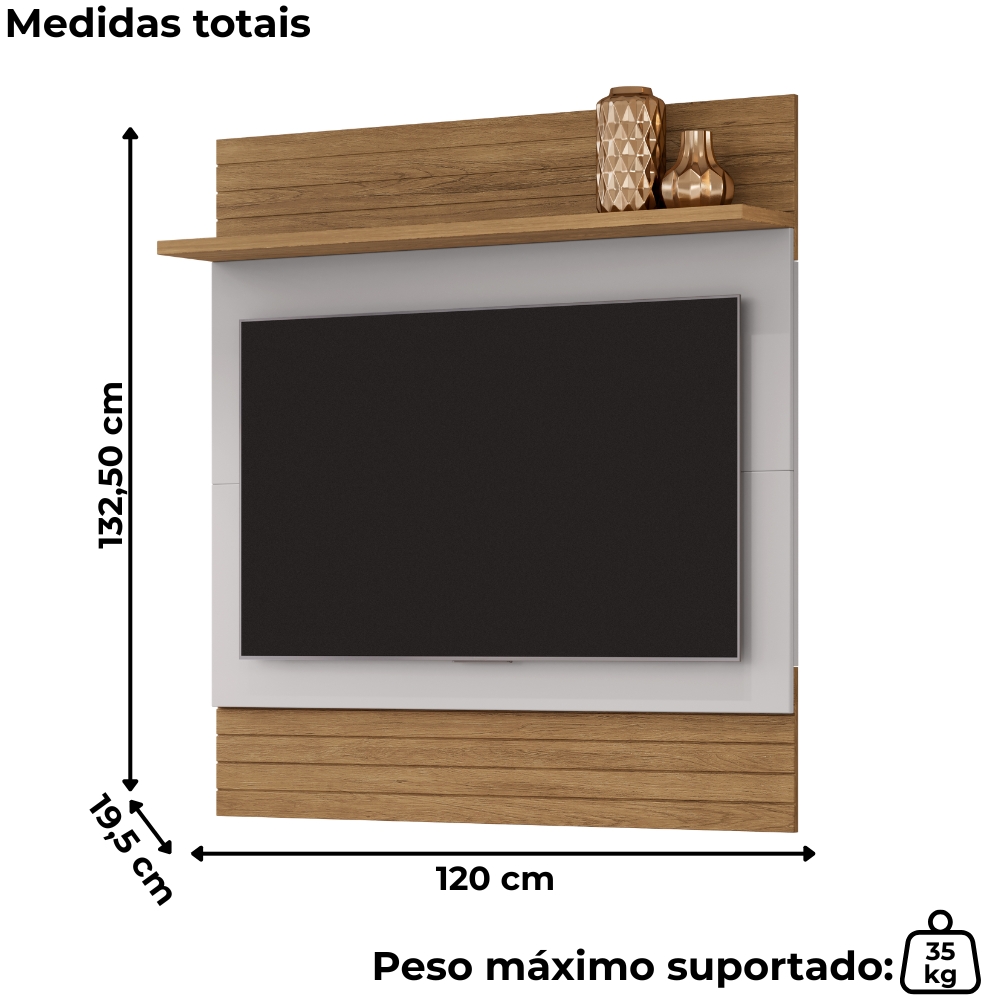 Painel Suspenso Tv 50 Pol 120 cm Angra Cinamomo Off White BECHARA