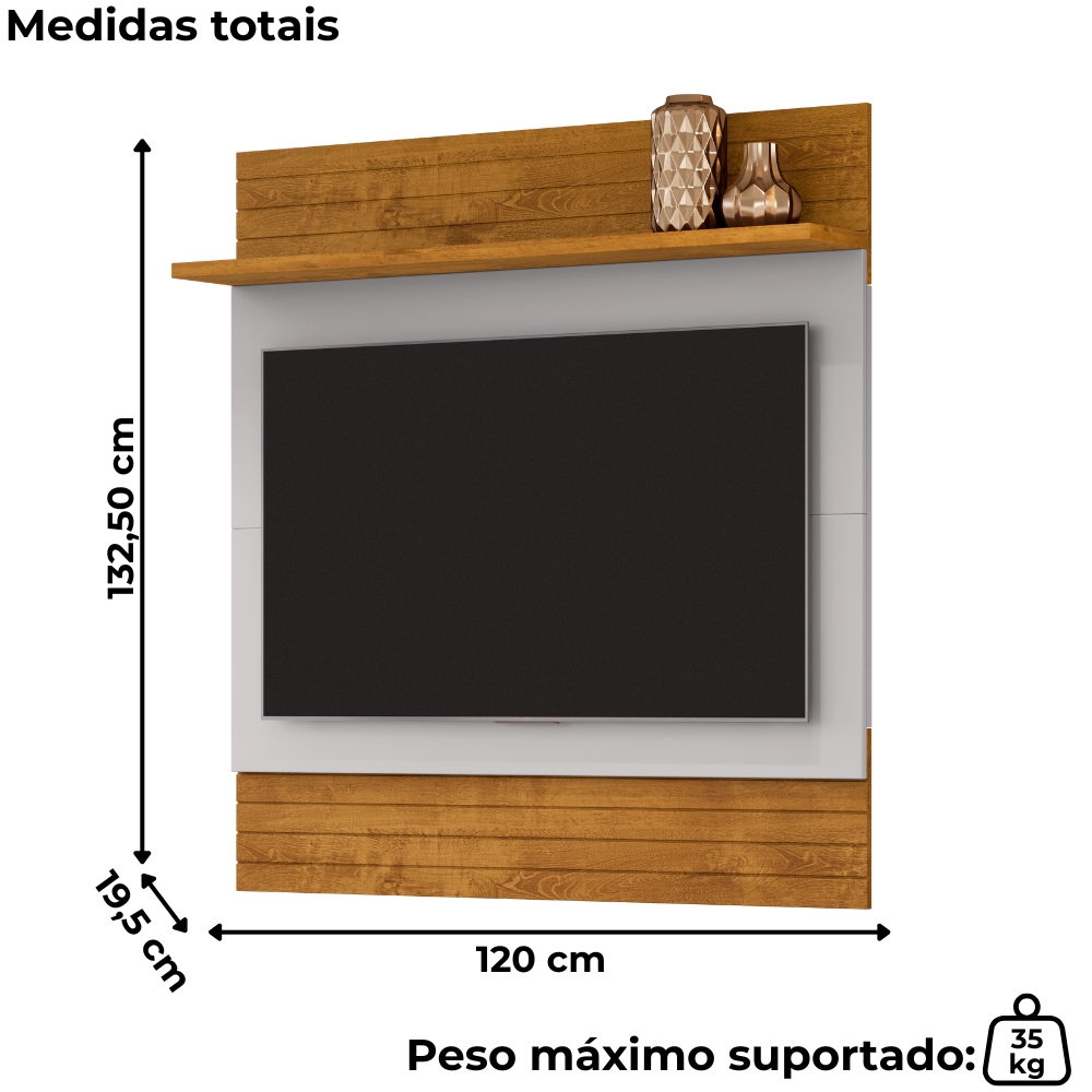 Painel Suspenso Tv 50 Pol 120 cm Angra Naturalle Off White BECHARA