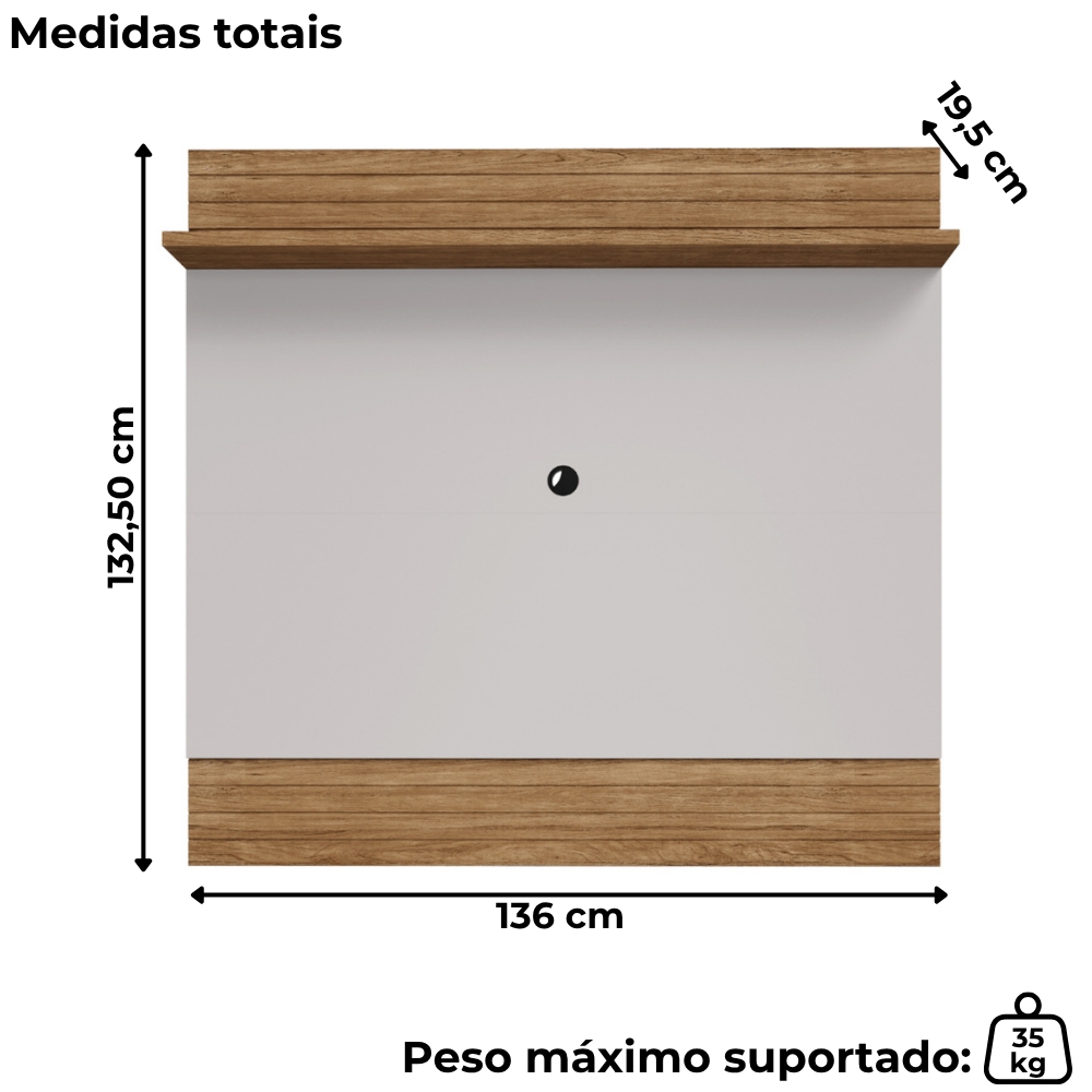 Painel Suspenso Tv 55 Pol 136 cm Guaruja Cinamomo Off White BECHARA