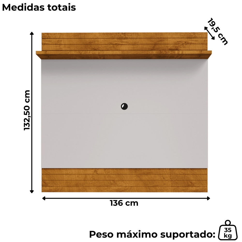 Painel Suspenso Tv 55 Pol 136 cm Guaruja Naturalle Off White BECHARA