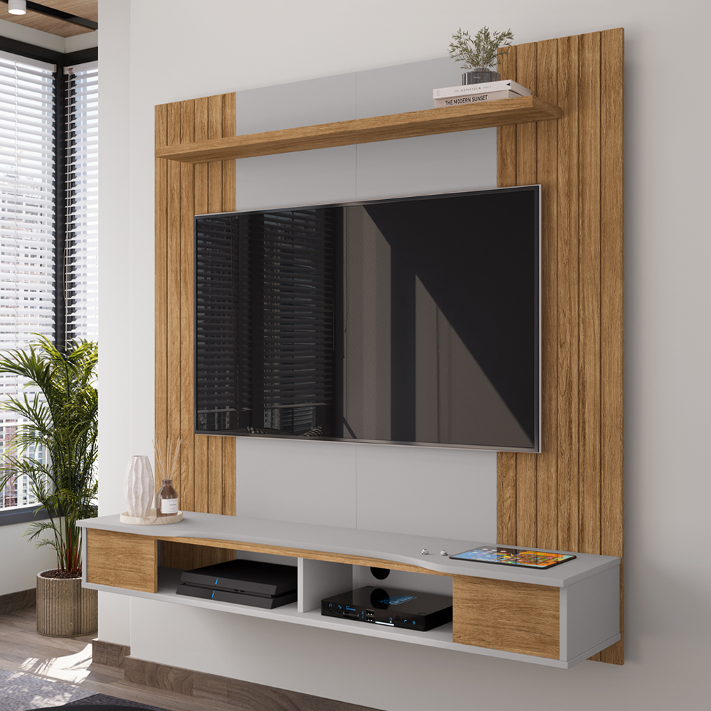 Painel Suspenso Tv 55 Pol 136 cm Ipanema Cinamomo Off White BECHARA