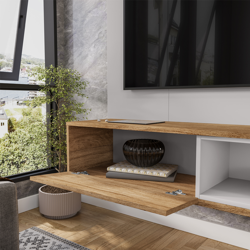 Painel Suspenso Tv 55 Pol 138 cm Paraty Cinamomo Off White BECHARA