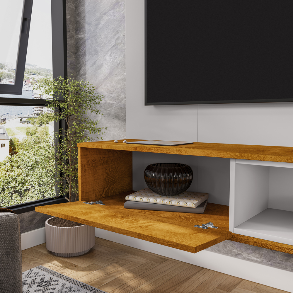 Painel Suspenso Tv 55 Pol 138 cm Paraty Naturalle Off White BECHARA
