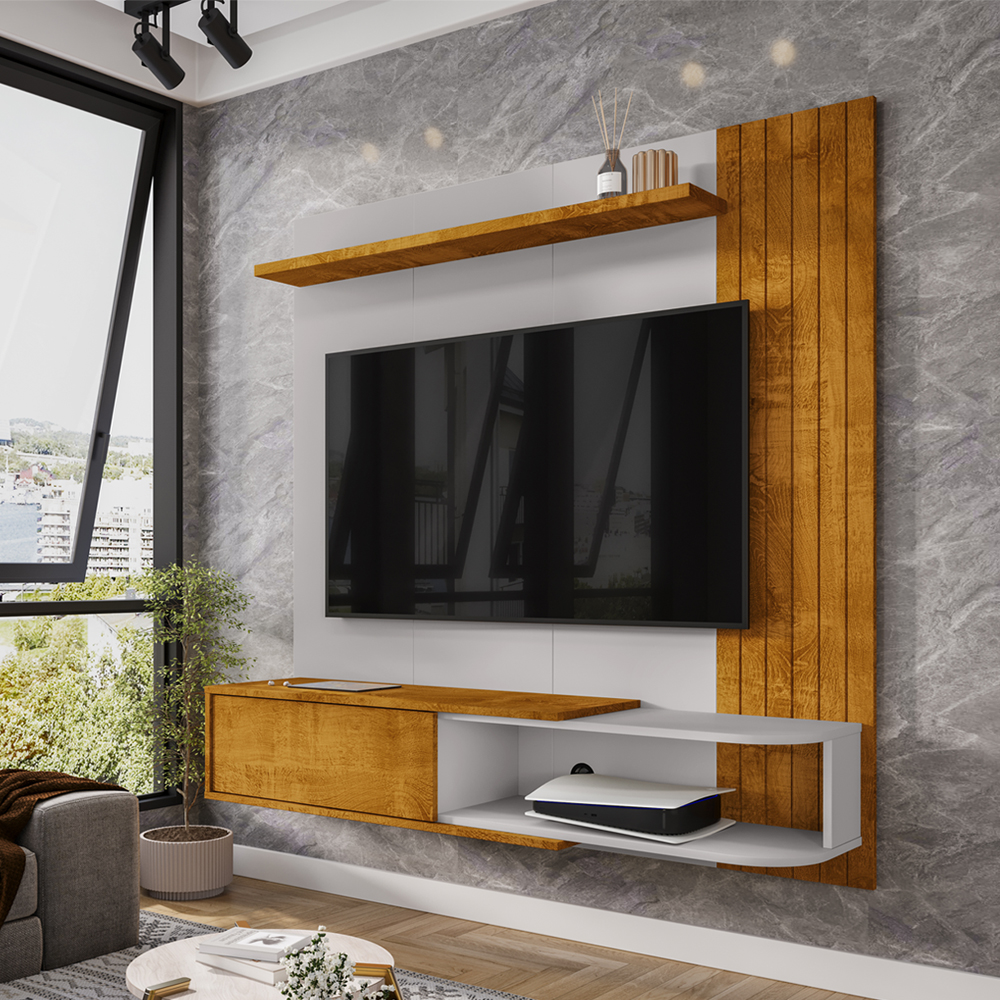 Painel Suspenso Tv 55 Pol 138 cm Paraty Naturalle Off White BECHARA