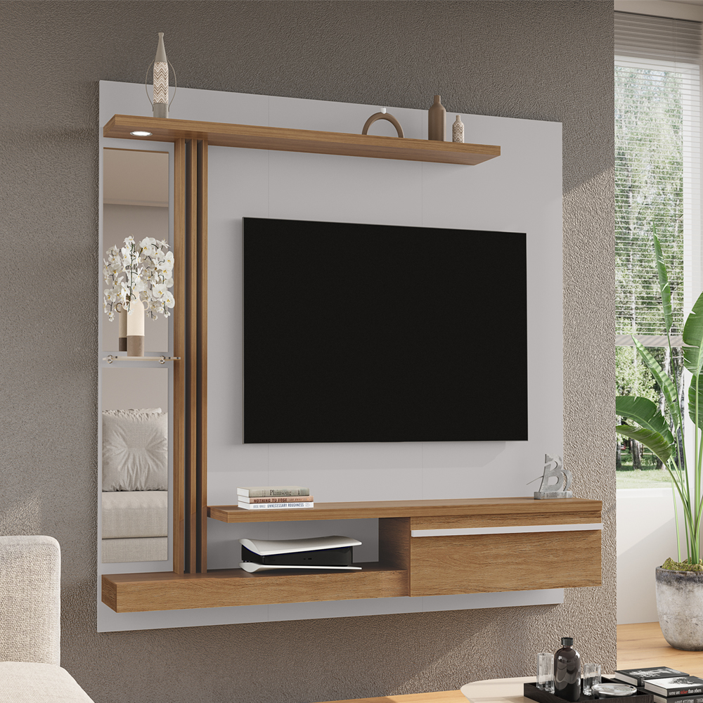 Painel Suspenso Tv 55 Pol 160 cm Denver Off White Cinamomo BECHARA