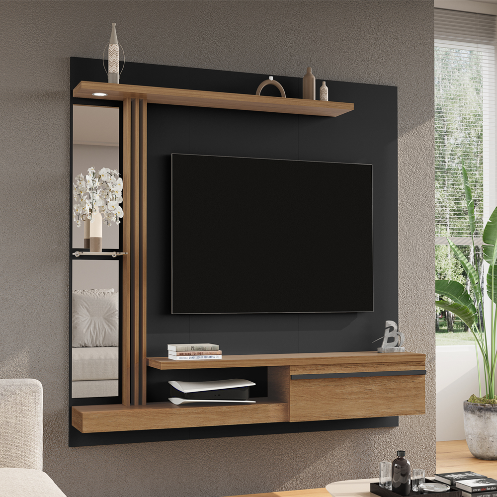Painel Suspenso Tv 55 Pol 160 cm Denver Preto Cinamomo BECHARA