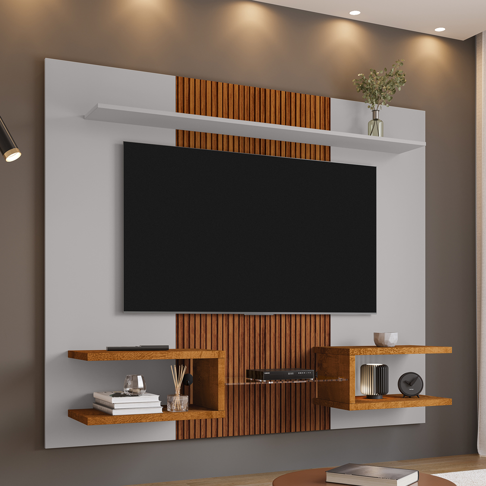 Painel Suspenso Tv 55 Pol 163 cm Atlas Off White Naturalle BECHARA