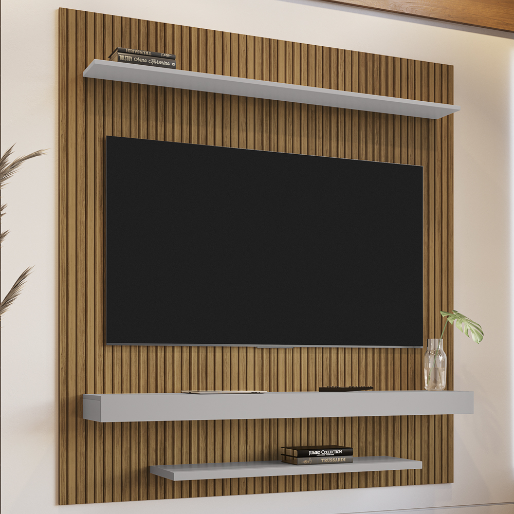 Painel Suspenso Tv 60 Pol 150 cm Leme Cinamomo Off White BECHARA