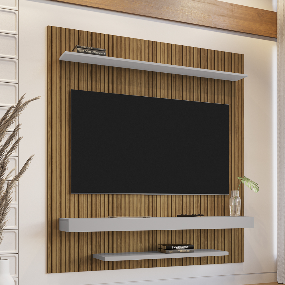 Painel Suspenso Tv 60 Pol 150 cm Leme Cinamomo Off White BECHARA