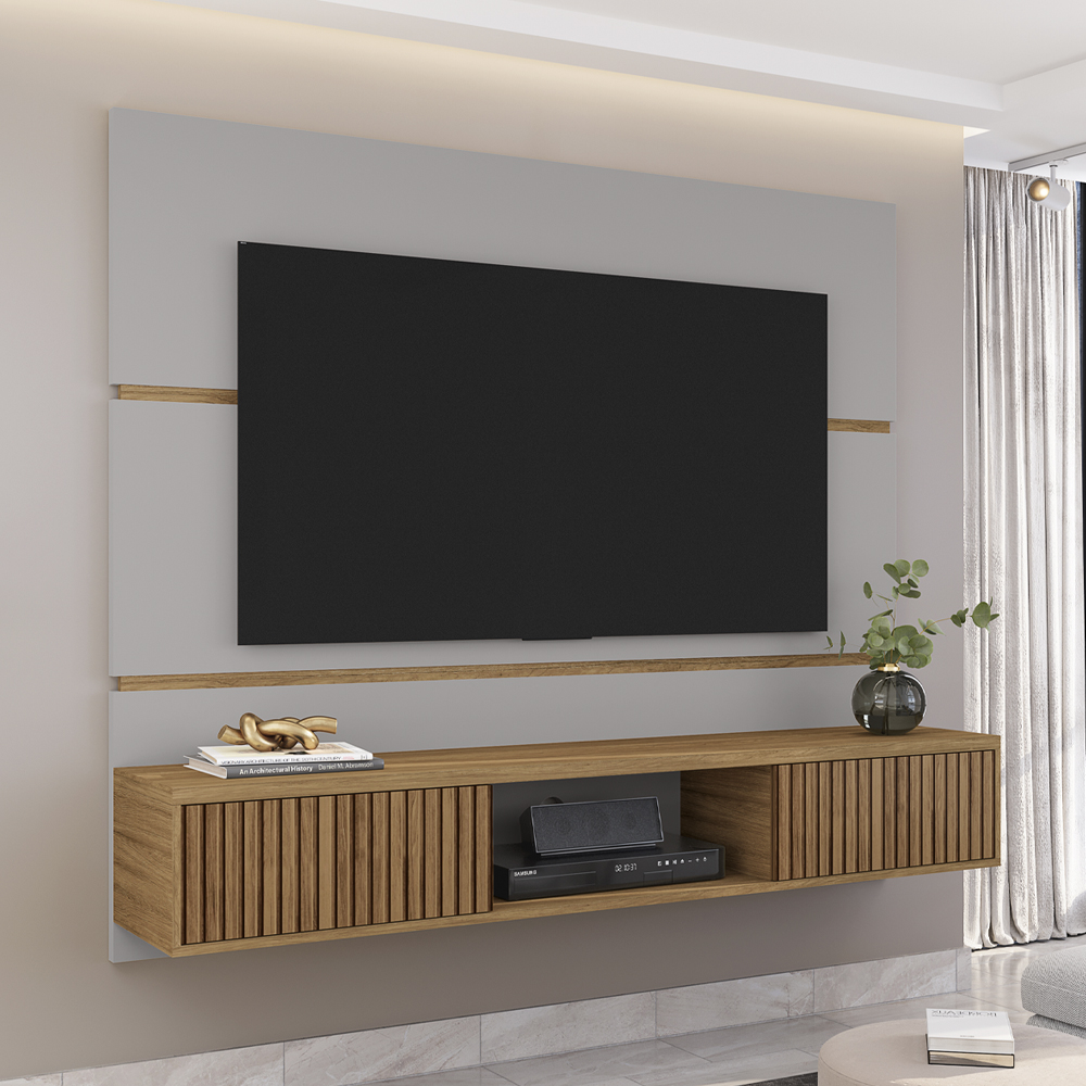 Painel Suspenso Tv 65 Pol 160 cm Ambar Off White Cinamomo BECHARA