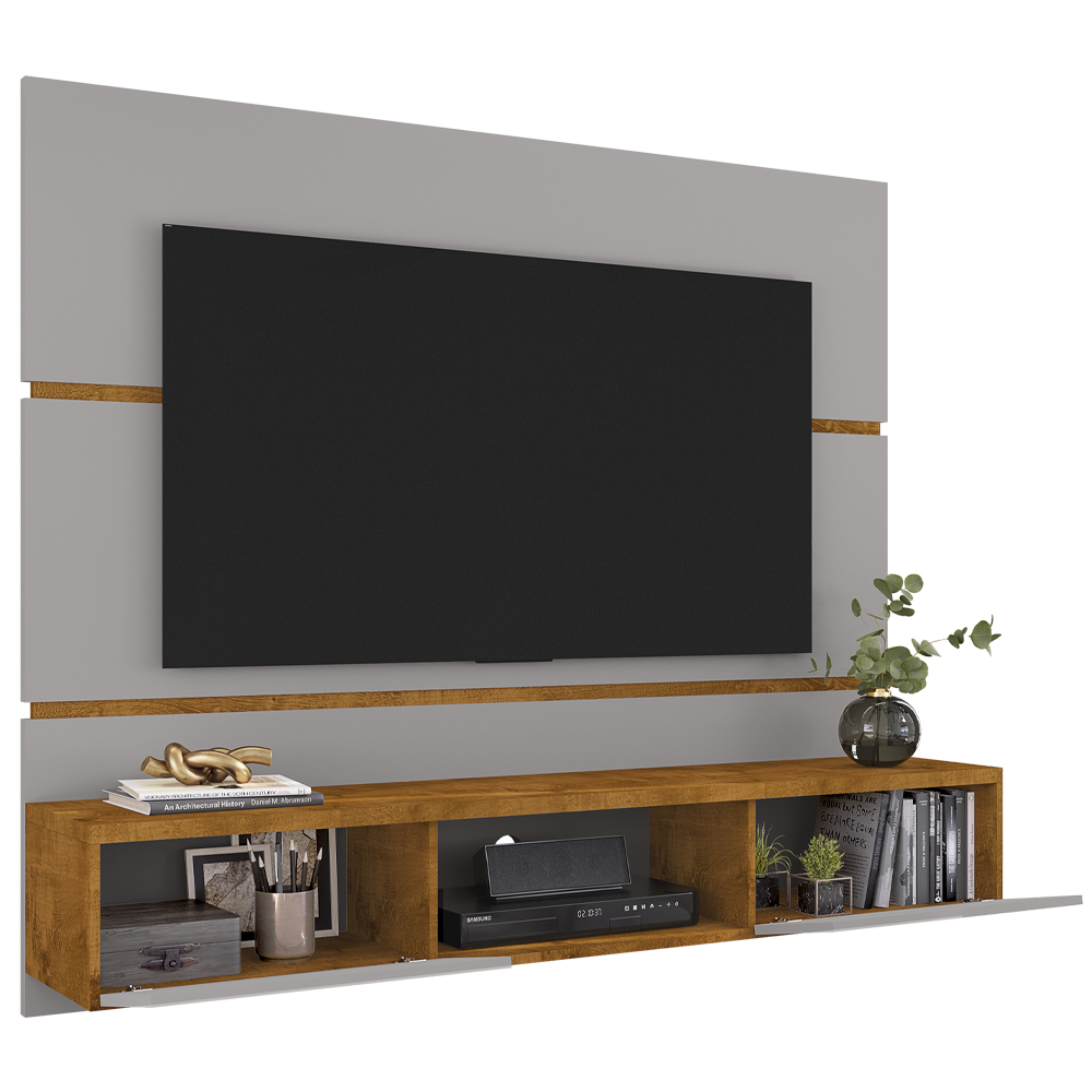 Painel Suspenso Tv 65 Pol 160 cm Ambar Off White Naturalle BECHARA