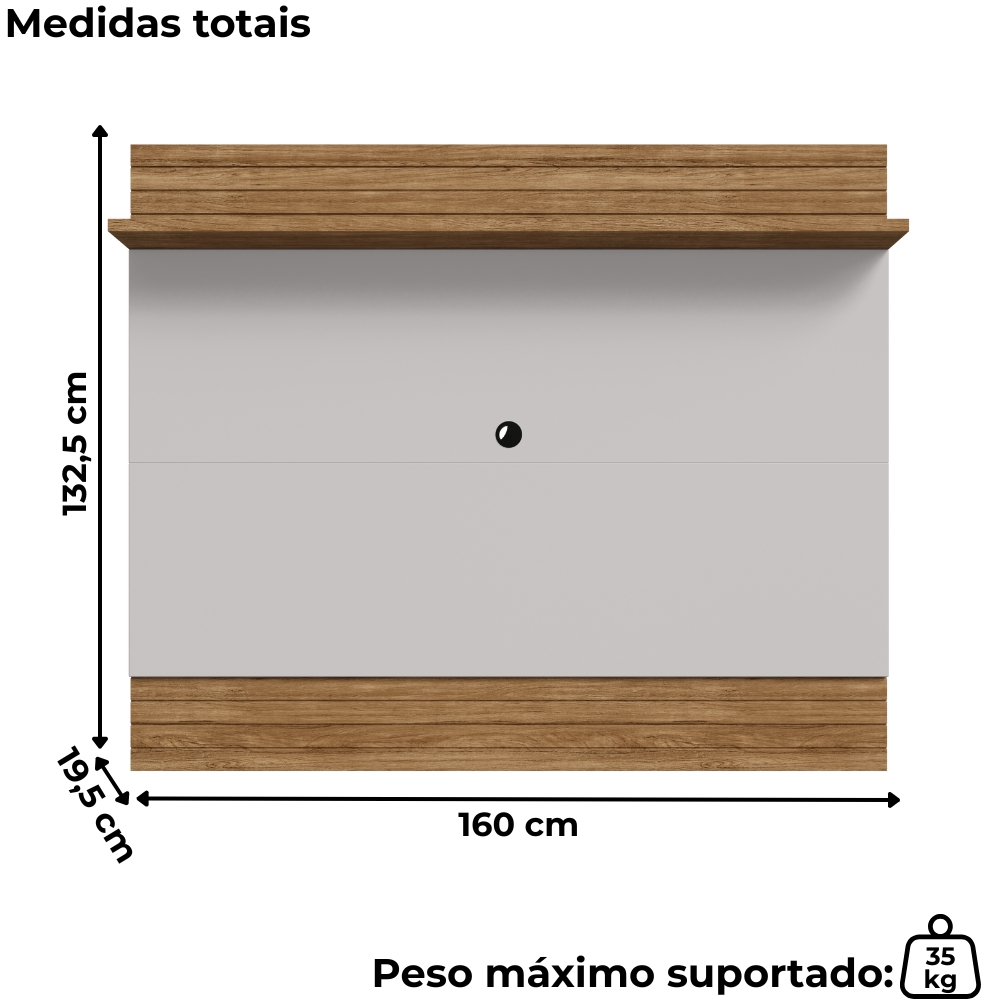 Painel Suspenso Tv 65 Pol 160 cm Aruana Cinamomo Off White BECHARA