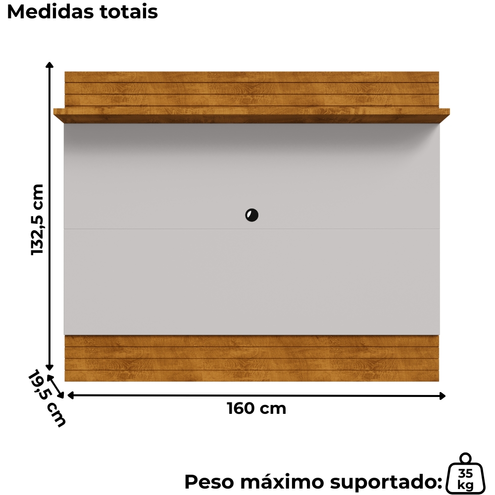 Painel Suspenso Tv 65 Pol 160 cm Aruana Naturalle Off White BECHARA