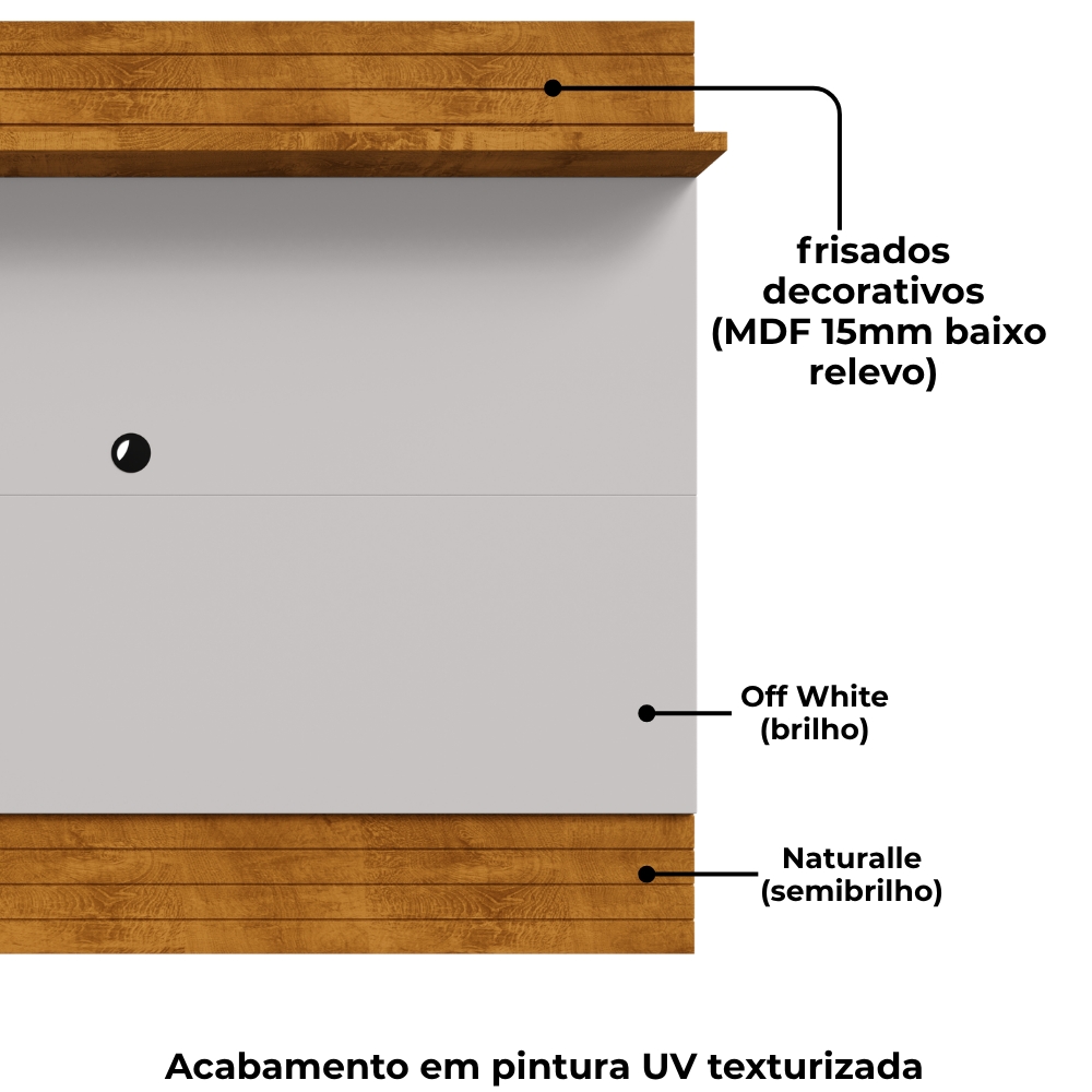 Painel Suspenso Tv 65 Pol 160 cm Aruana Naturalle Off White BECHARA