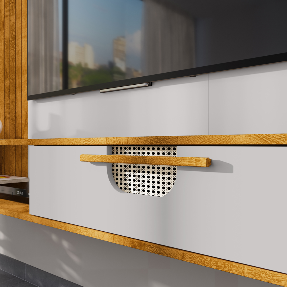 Painel Suspenso Tv 65 Pol 160 cm Jeri Naturalle Off White BECHARA