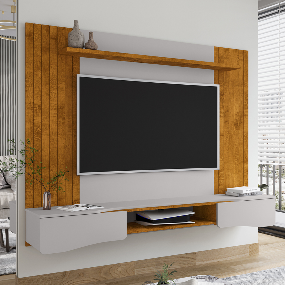 Painel Suspenso Tv 65 Pol 177 cm Buzios Naturalle Off White BECHARA