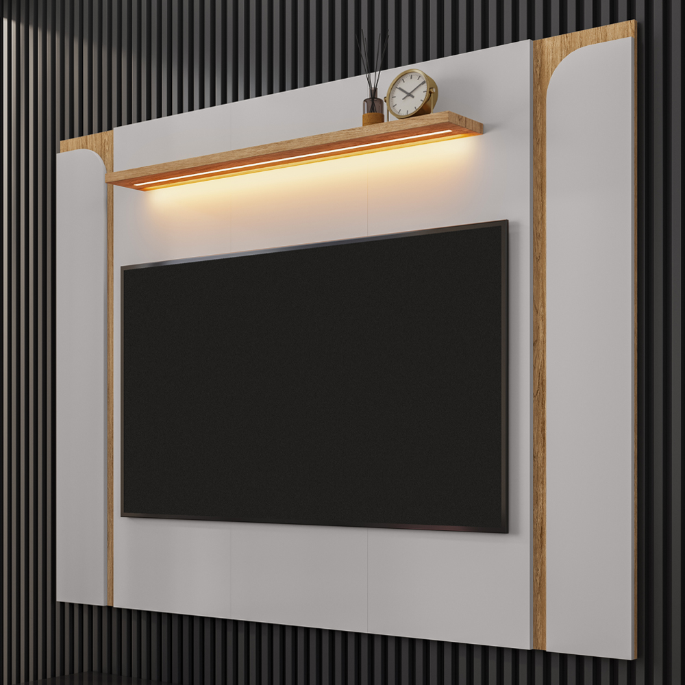 Painel Suspenso Tv 75 Pol 180 cm Maresias Off White Cinamomo BECHARA