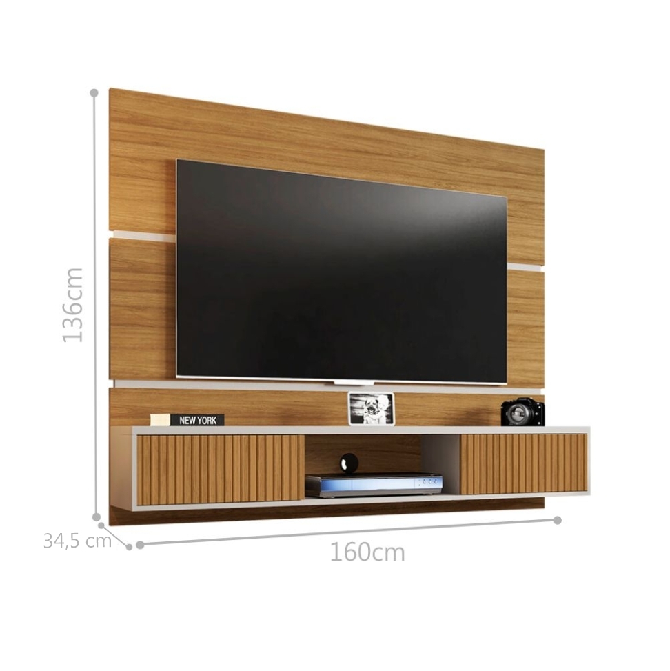 Painel para TV Formoso Cinomomo Off White Efeito Ripado