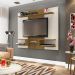 Painel para TV Lourosa Off White Cinomomo Pintura 3D Ripada