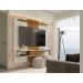 Painel para TV com Nichos Eleonor Off White Cinamomo Efeito Ripado