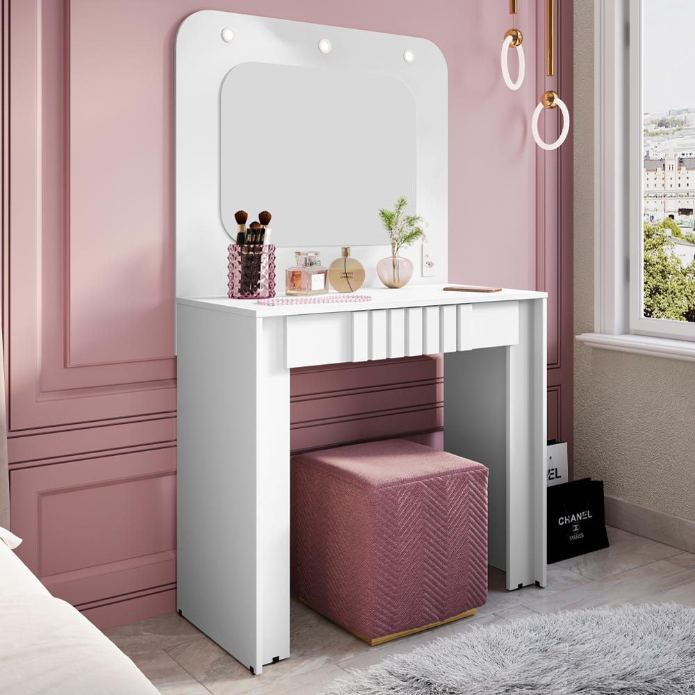 Penteadeira Espelho Camarim Rouge 90 cm Branco BECHARA 