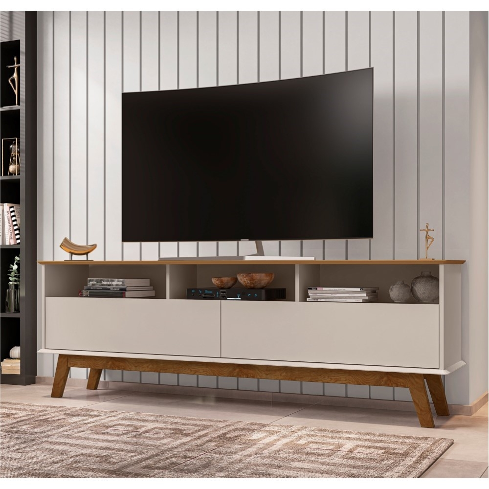 Rack 2 Portas com Nicho Samantta Off White Cinamomo