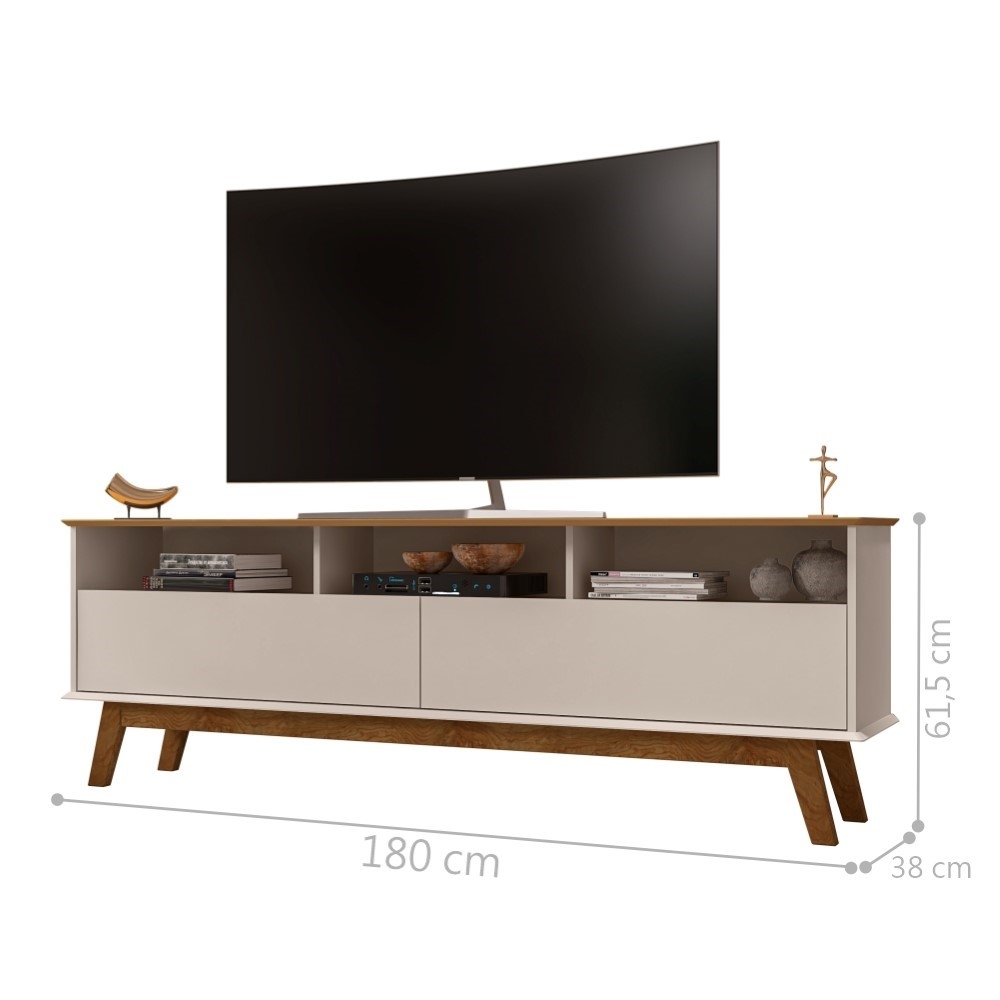 Rack 2 Portas com Nicho Samantta Off White Cinamomo