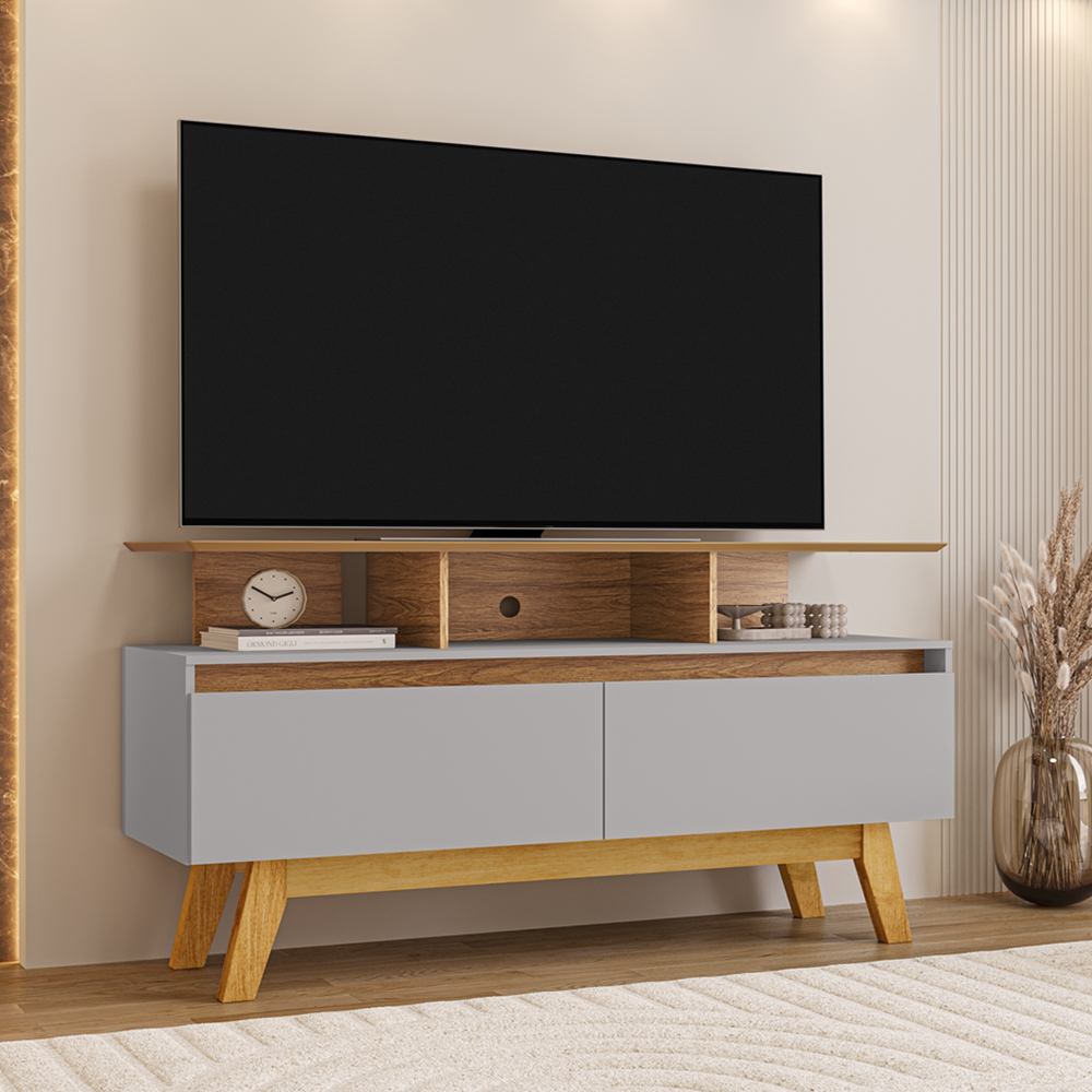 Rack Bancada Tv 50 Pol 120 cm Rubi Cinamomo Off White BECHARA
