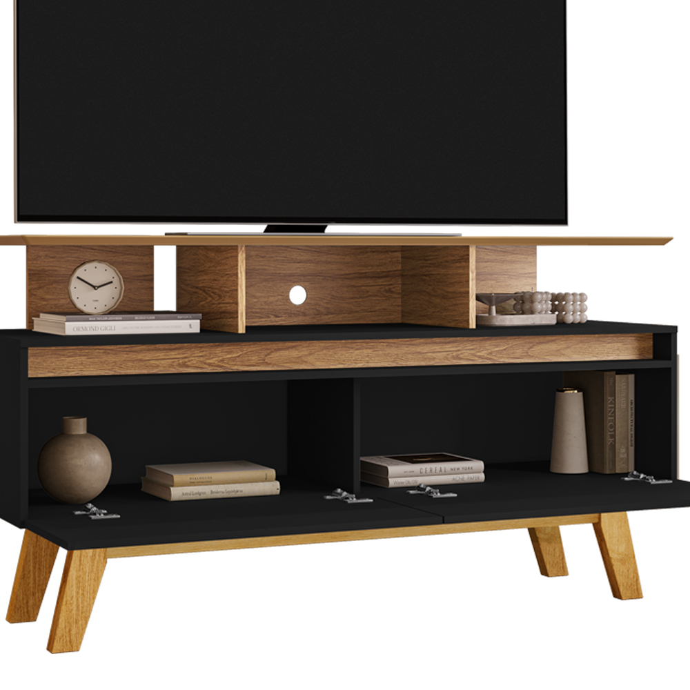 Rack Bancada Tv 50 Pol 120 cm Rubi Cinamomo Preto BECHARA