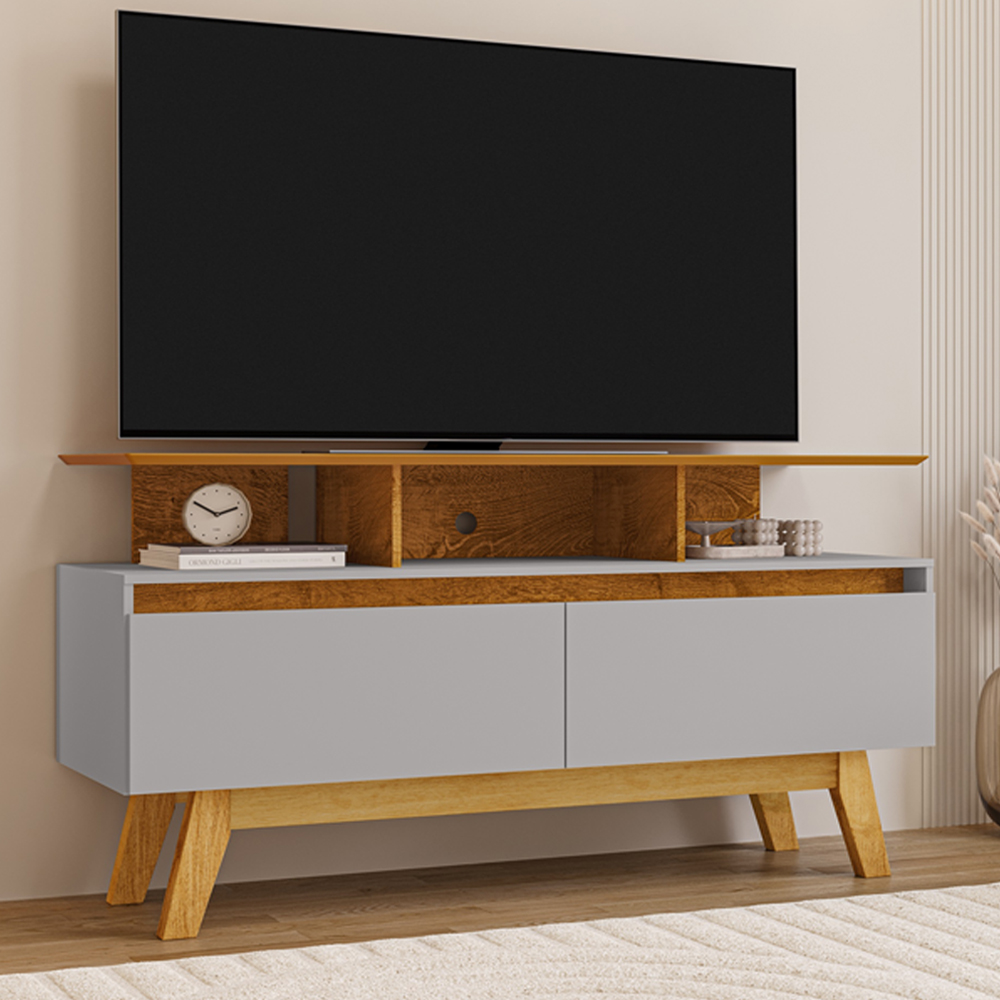 Rack Bancada Tv 50 Pol 120 cm Rubi Naturalle Off White BECHARA