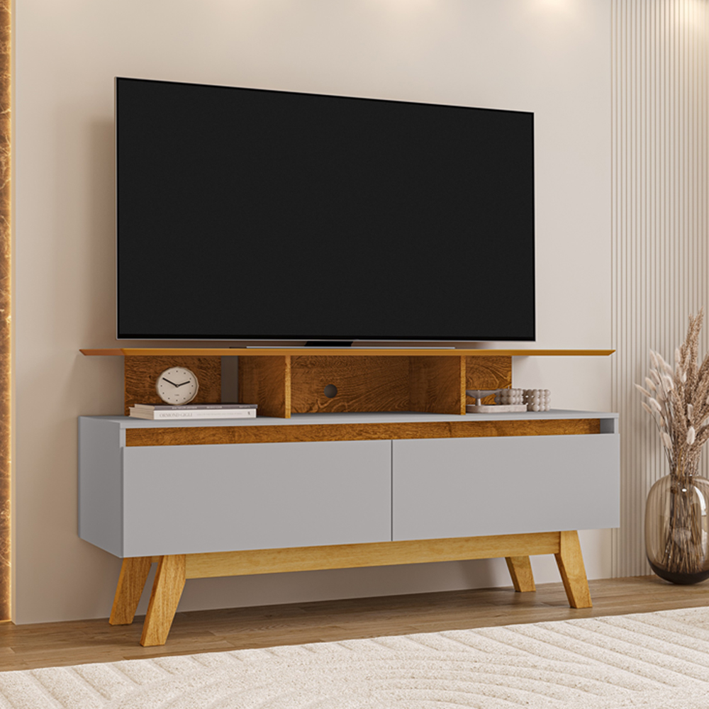 Rack Bancada Tv 50 Pol 120 cm Rubi Naturalle Off White BECHARA