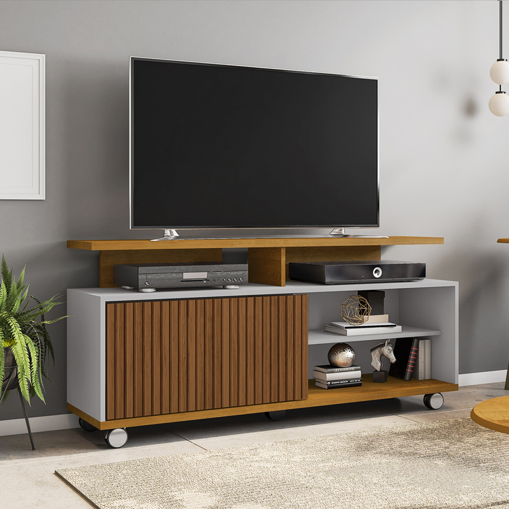 Rack Bancada Tv 52 Pol 136 cm Topazio Off White Naturalle BECHARA