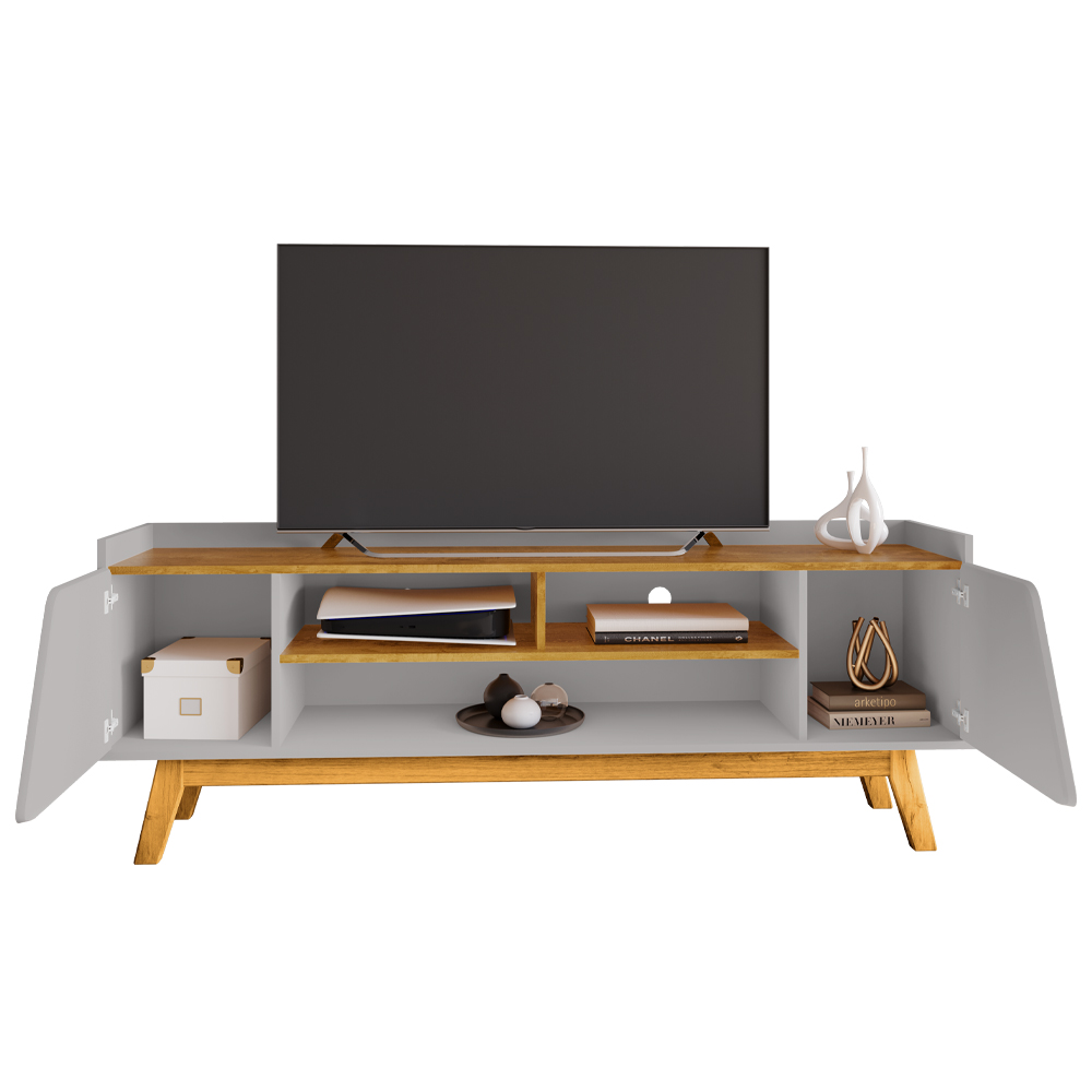 Rack Bancada Tv 65 Pol 160 cm Turim Off White Naturalle BECHARA