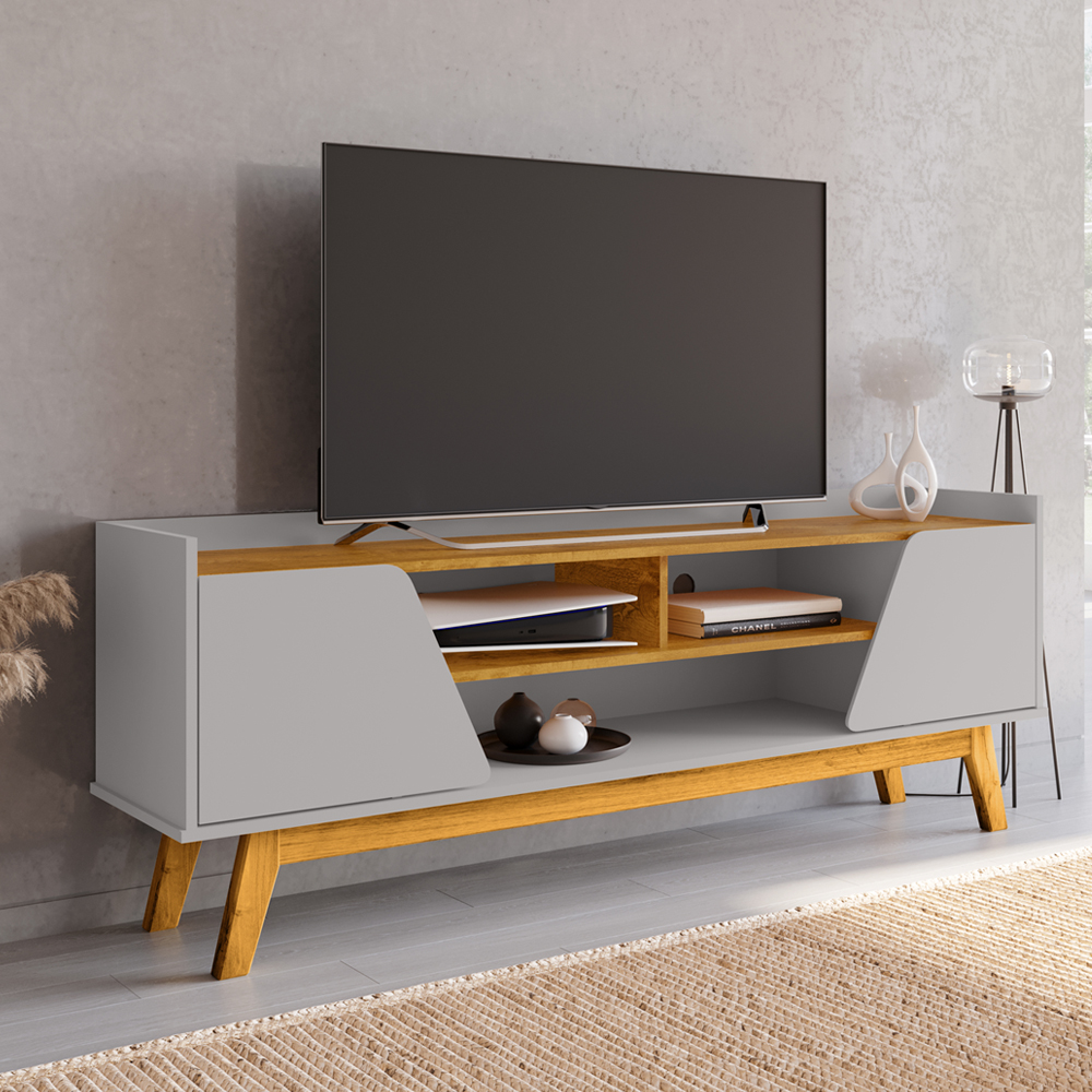 Rack Bancada Tv 65 Pol 160 cm Turim Off White Naturalle BECHARA