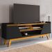Rack Bancada Tv 65 Pol 160 cm Turim Preto Fosco Naturalle BECHARA