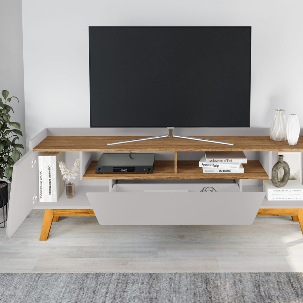 Rack Bancada Tv 70 Pol 180 cm Florenca Off White Cinamomo BECHARA