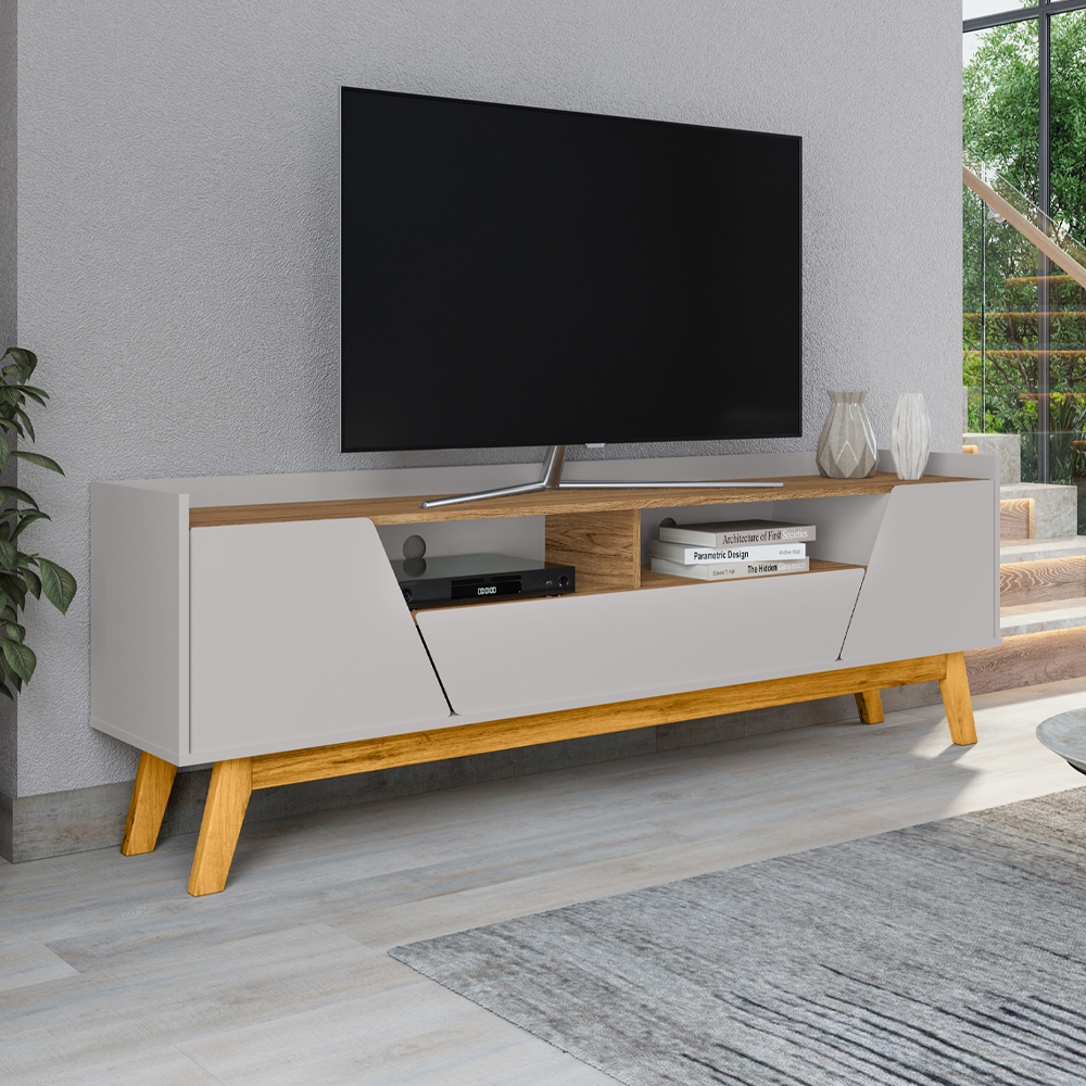 Rack Bancada Tv 70 Pol 180 cm Florenca Off White Cinamomo BECHARA