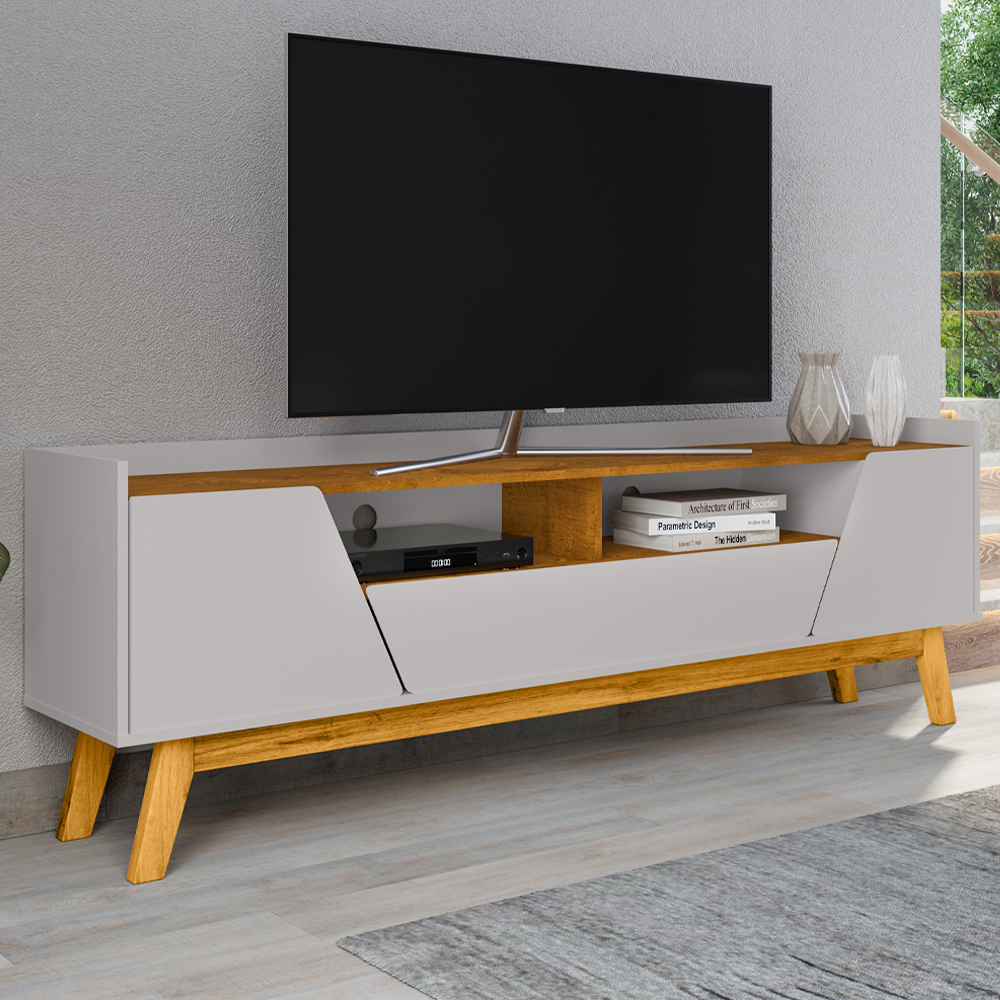 Rack Bancada Tv 70 Pol 180 cm Florenca Off White Naturalle BECHARA