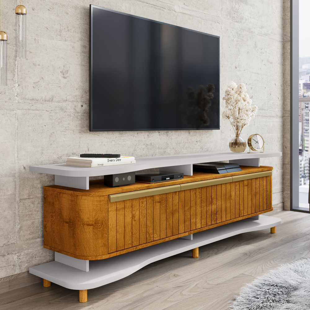 Rack Bancada Tv 75 Pol 180 cm Guarapari Off White Naturalle BECHARA