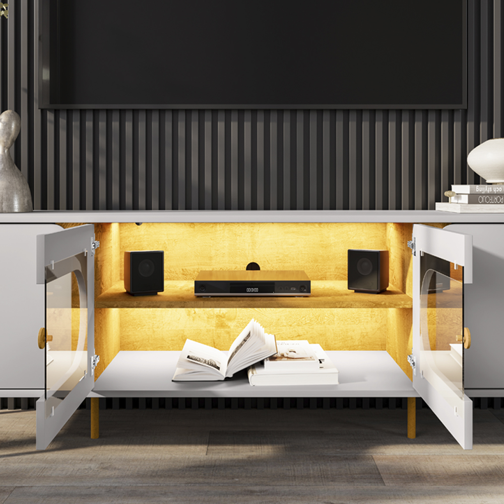 Rack Bancada Tv 75 Pol Organico 180 cm Juquehy Off White Naturalle BECHARA