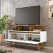 Rack Sala Rubi 1.2 para TV até 50 2 Portas Pé Madeira Macica Cinamomo/Branco