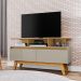 Rack Sala Rubi 1.2 para TV até 50 2 Portas Pé Madeira Macica Cinamomo/Off White