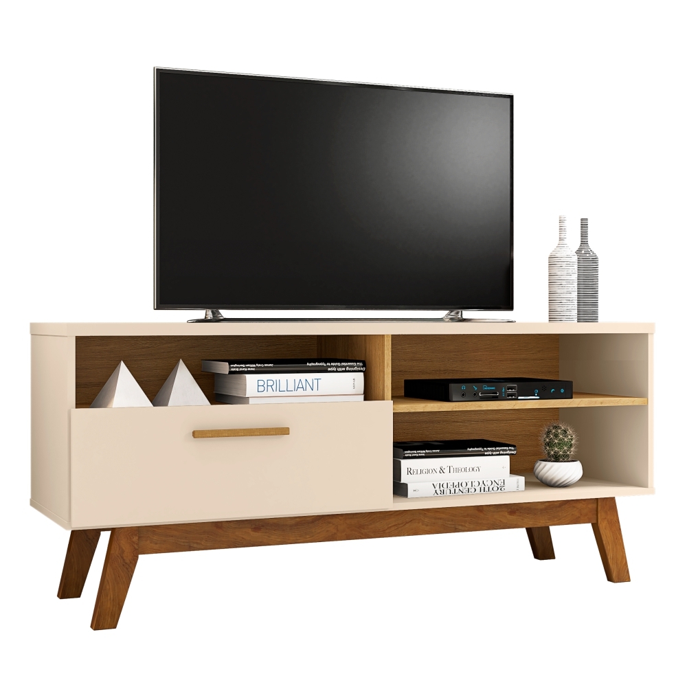 Rack com Nichos e Porta Serafinne Off White Cinamomo