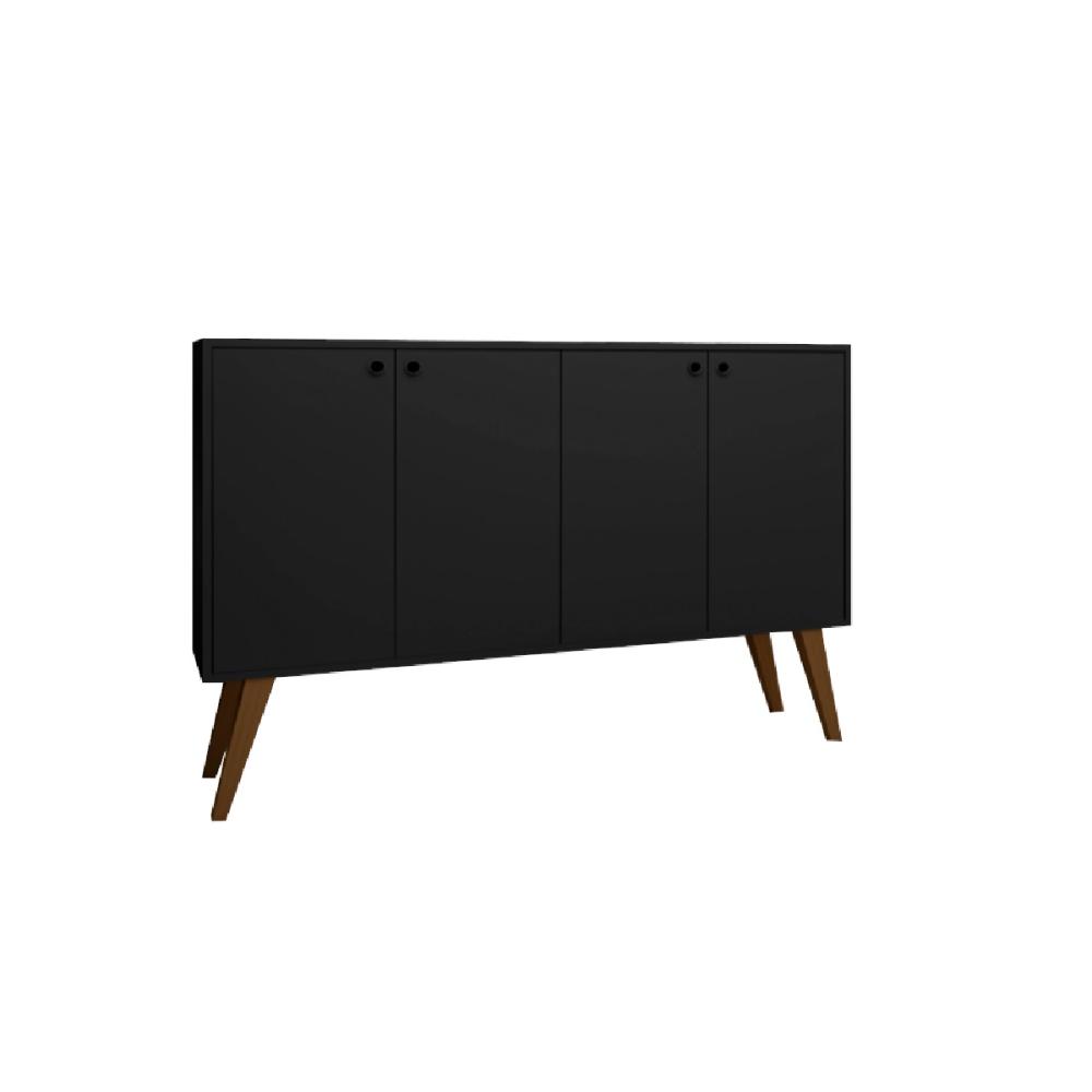 Aparador Buffe Retro 4 Portas Preto Lituania Bela Casa