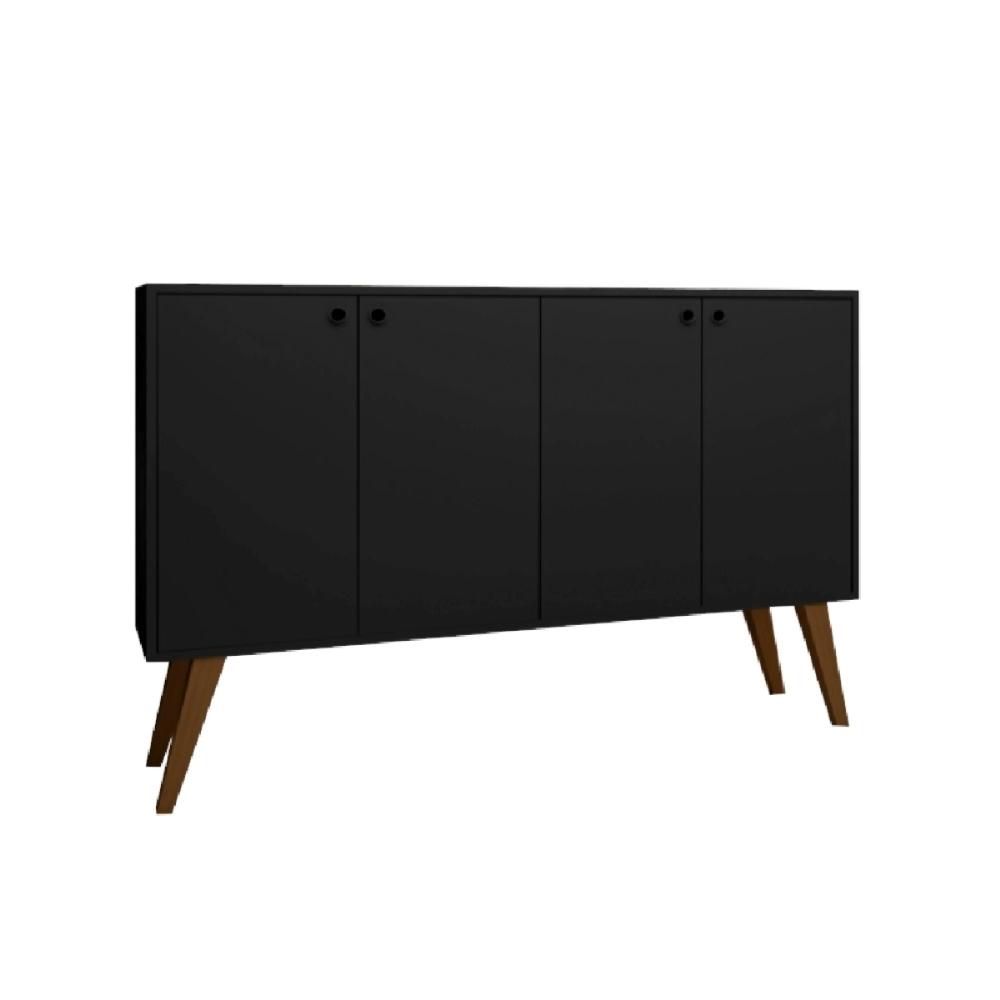 Aparador Buffe Retro 4 Portas Preto Lituania Bela Casa