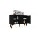 Aparador Buffe Retro 4 Portas Preto Lituania Bela Casa