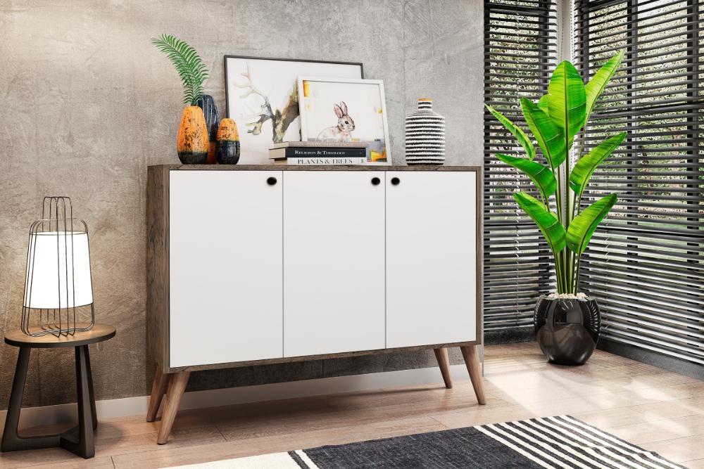 Balcão Aparador Buffe Retro Castanho 3 Pts Congo Bela Casa
