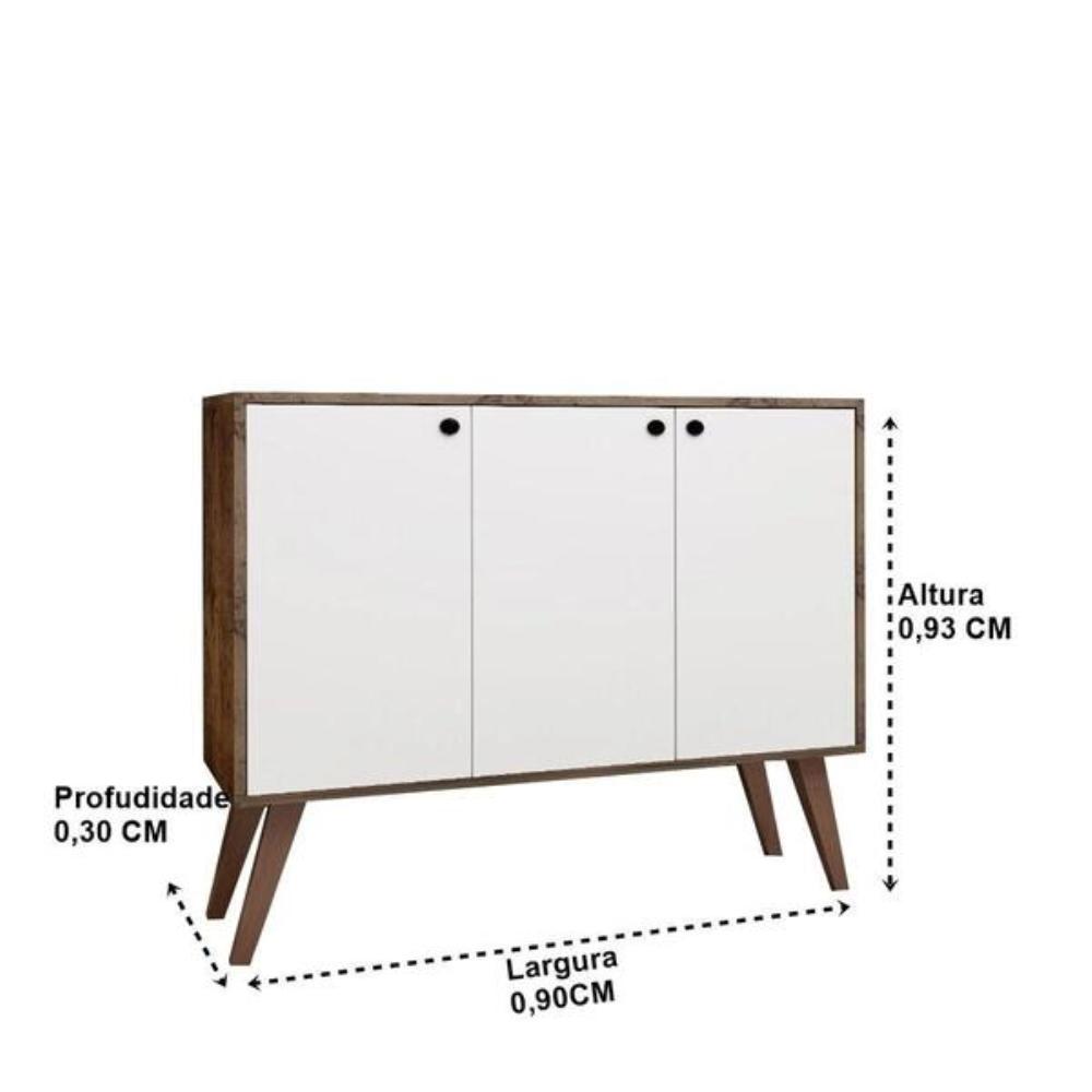 Balcão Aparador Buffe Retro Castanho 3 Pts Congo Bela Casa