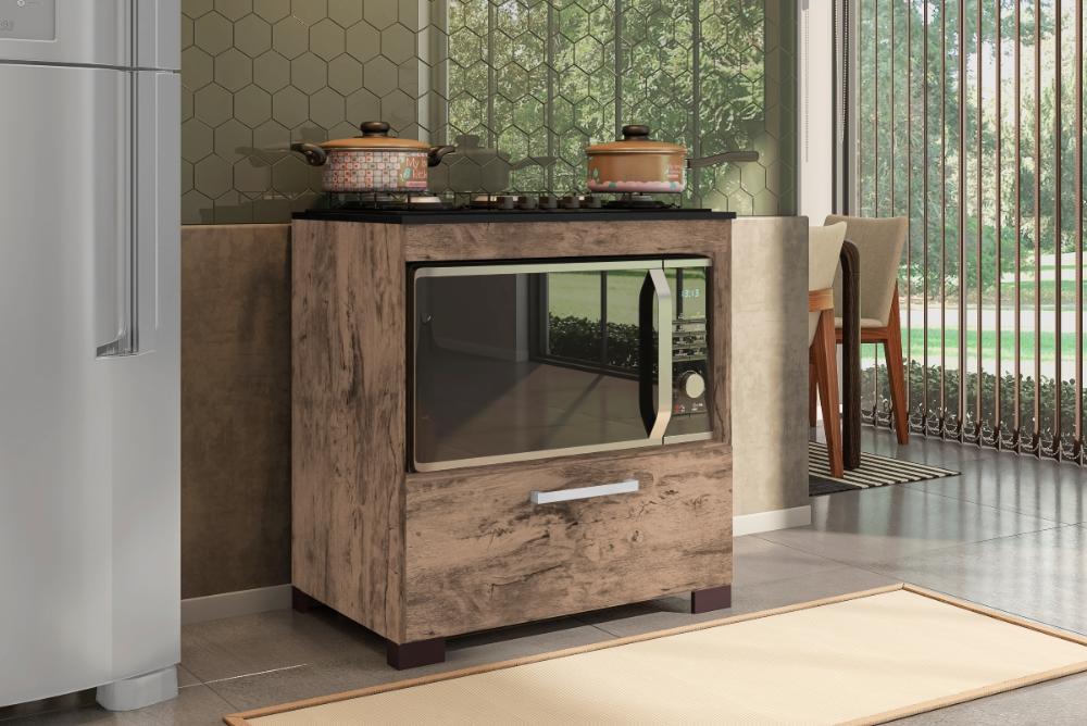 Balcão Para Cooktop E Forno  5 Bocas 1 Porta Albânia Castani Bela Casa